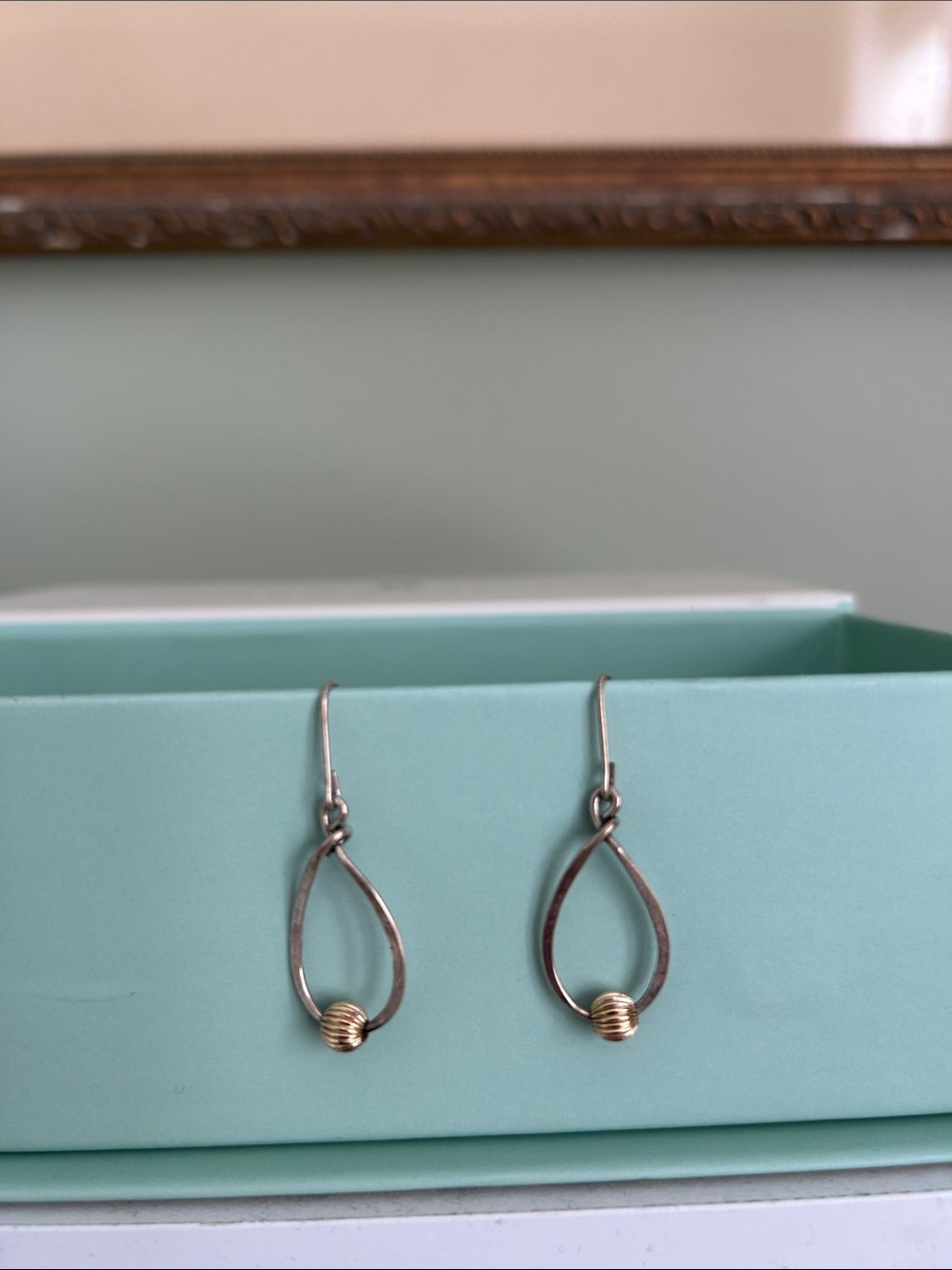 Delicate Two-Tone Teardrop Dangle Earrings - Silver and Gold